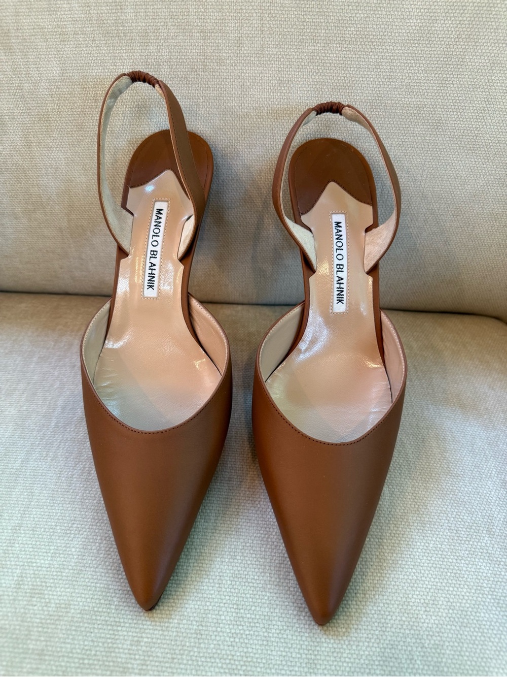 Manolo Blahnik Tan Brown Slingback Pumps